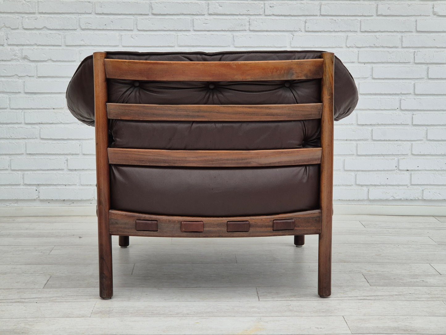 1970s, Scandinavian design by Arne Norell, lounge chair, original condition, leather, beech wood.