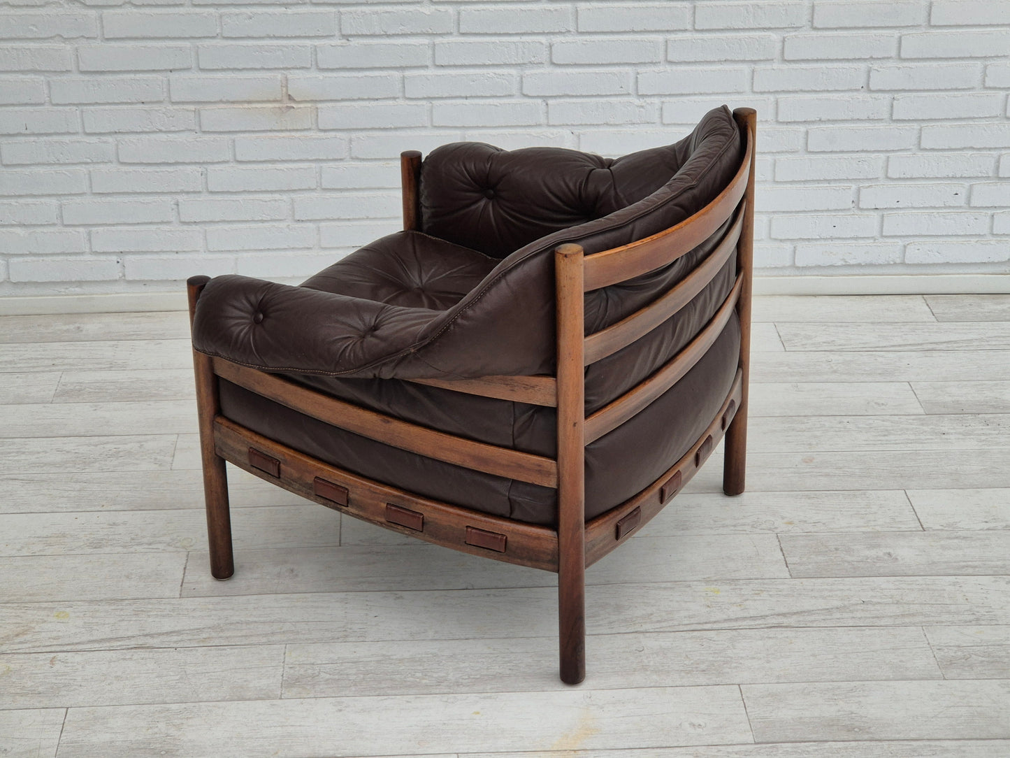 1970s, Scandinavian design by Arne Norell, lounge chair, original condition, leather, beech wood.