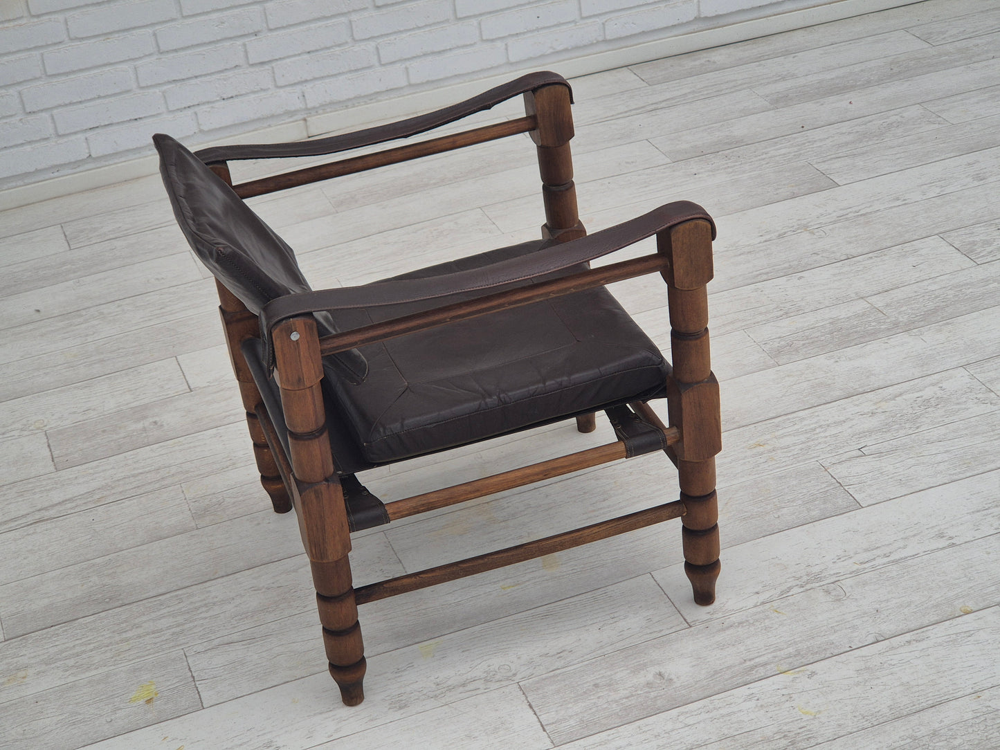 1960s, Scandinavian "Safari" lounge chair, original condition, leather, beech wood.