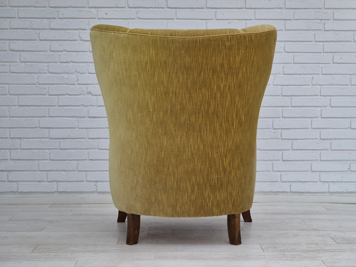 1960s, Danish armchair in original very good condition, furniture velour, oak wood.