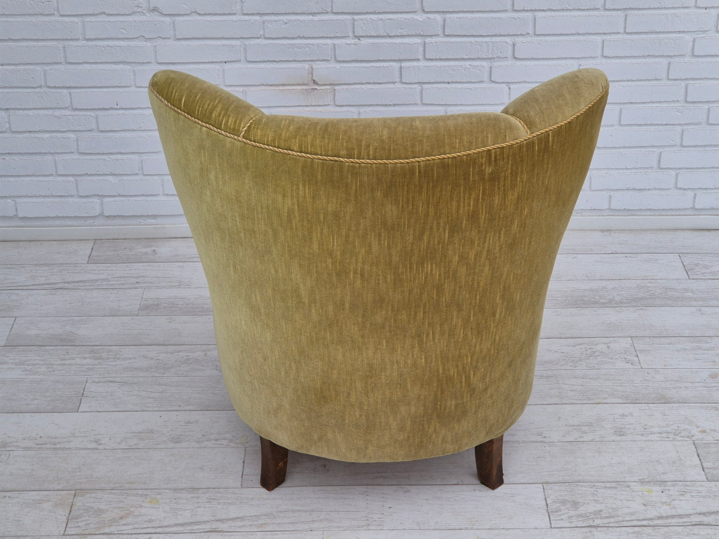 1960s, Danish armchair in original very good condition, furniture velour, oak wood.