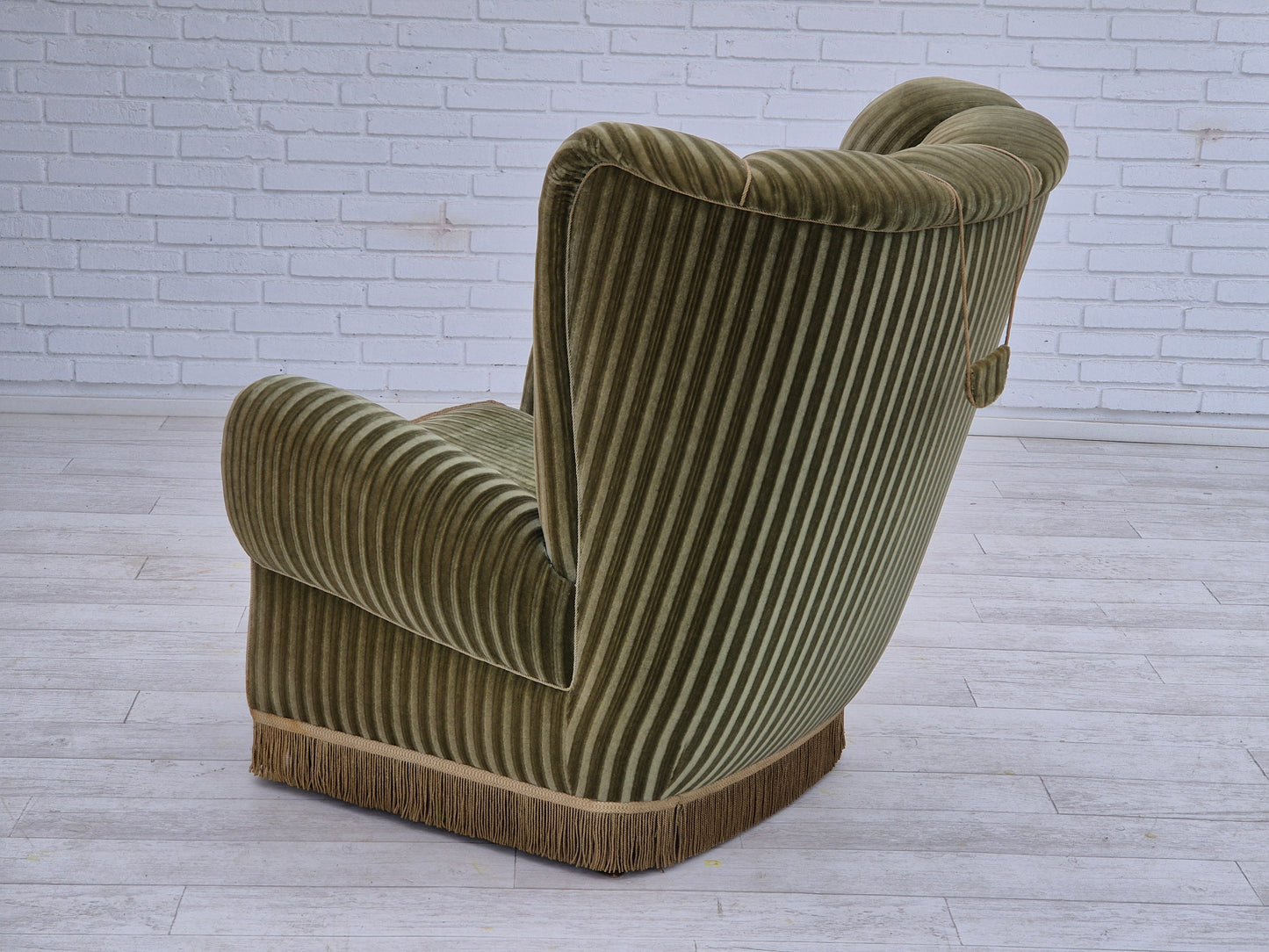 1960s, Danish highback relax armchair, original condition, green furniture velour.