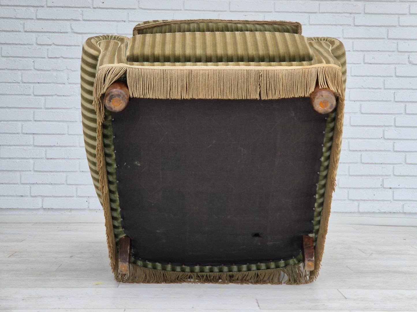 1960s, Danish relax armchair, original condition, green furniture velour.