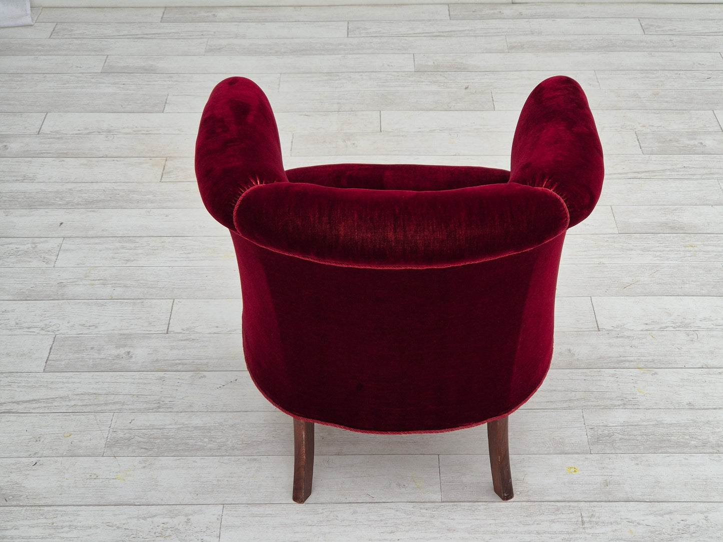 1960s, Danish lounge chair, furniture velour, original condition, beech wood legs.