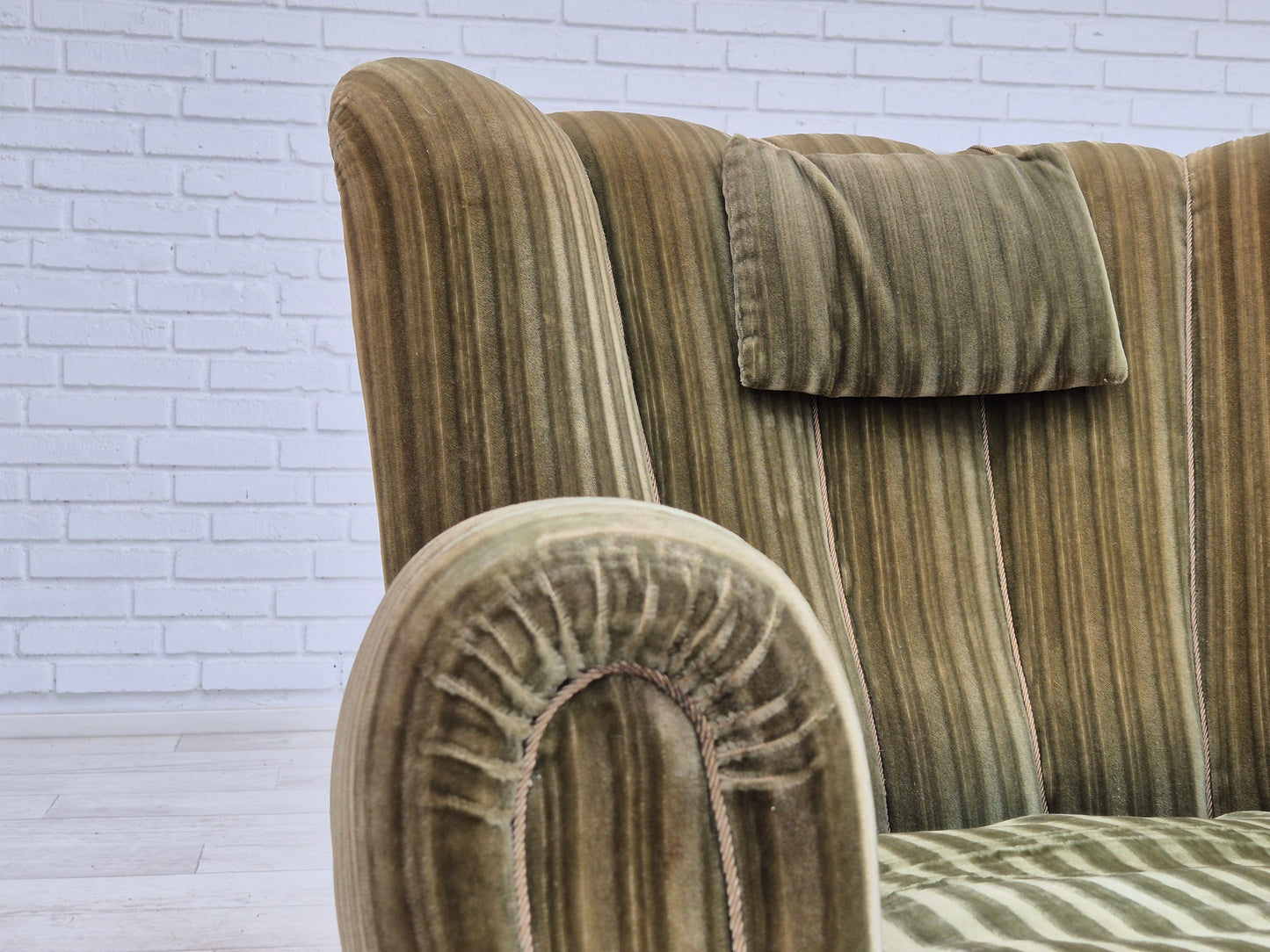 1960s, Danish relax armchair, original condition, green furniture velour.