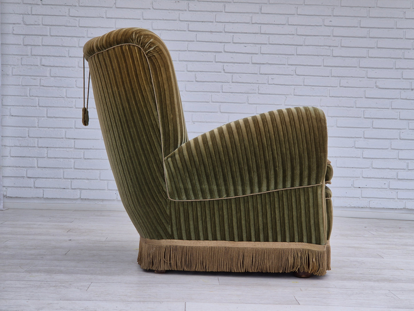 1960s, Danish relax armchair, original condition, green furniture velour.