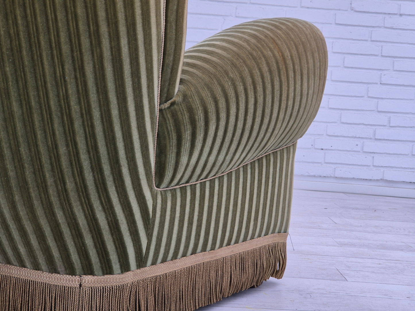 1960s, Danish relax armchair, original condition, green furniture velour.