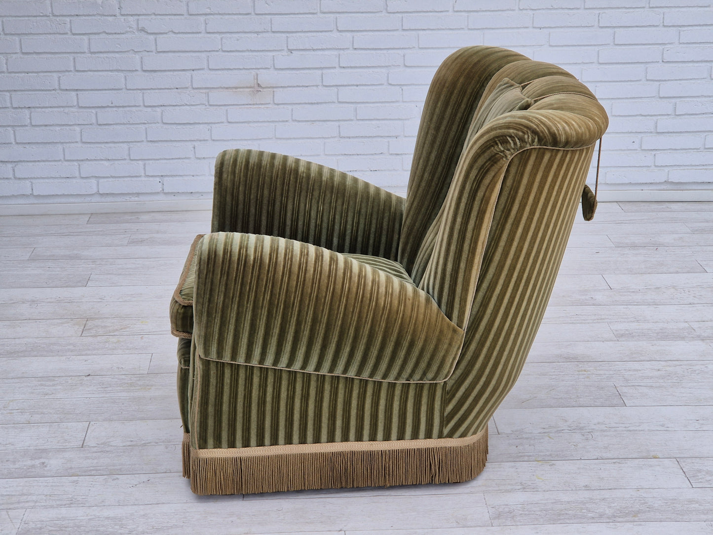 1960s, Danish relax armchair, original condition, green furniture velour.