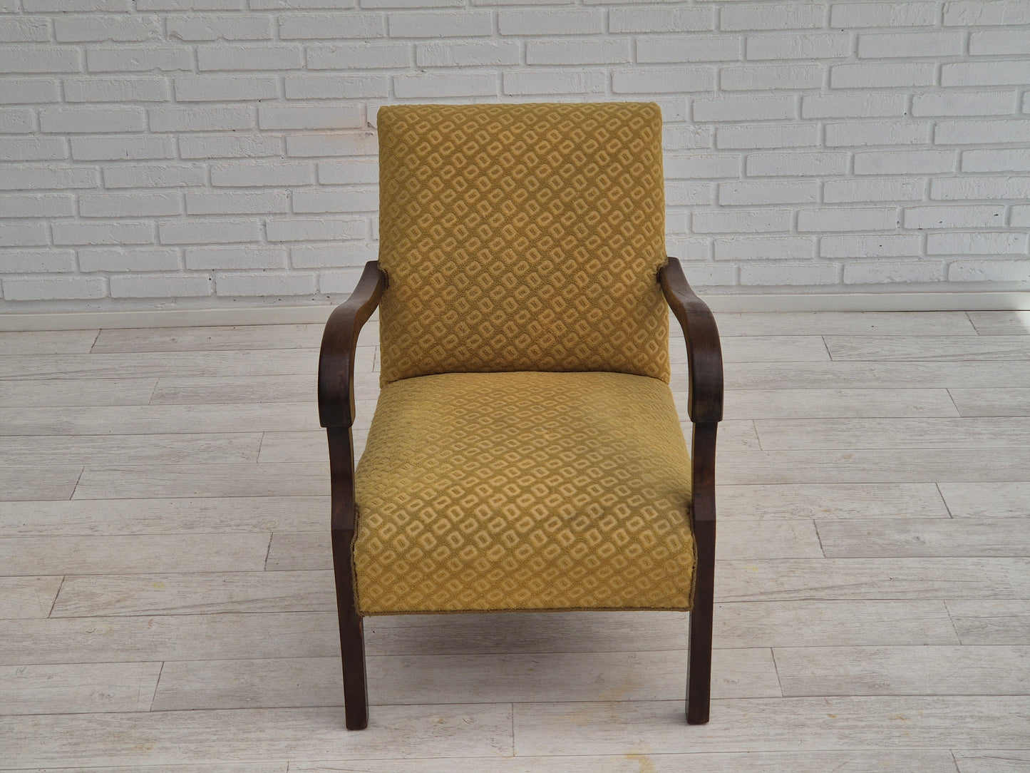 1950s, Danish design, armchair in original condition, furniture cotton/ wool fabric.