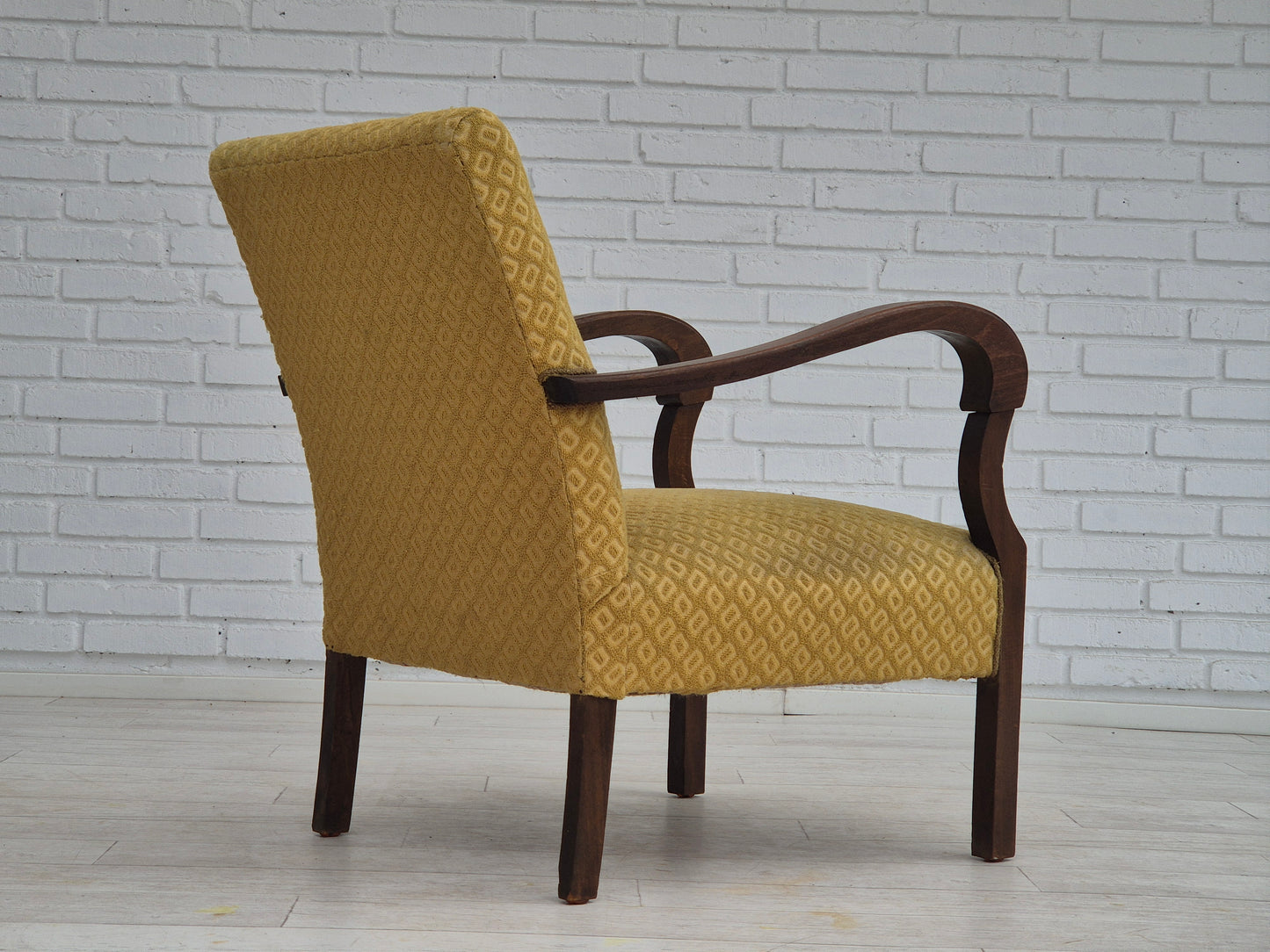 1950s, Danish design, armchair in original condition, furniture cotton/ wool fabric.