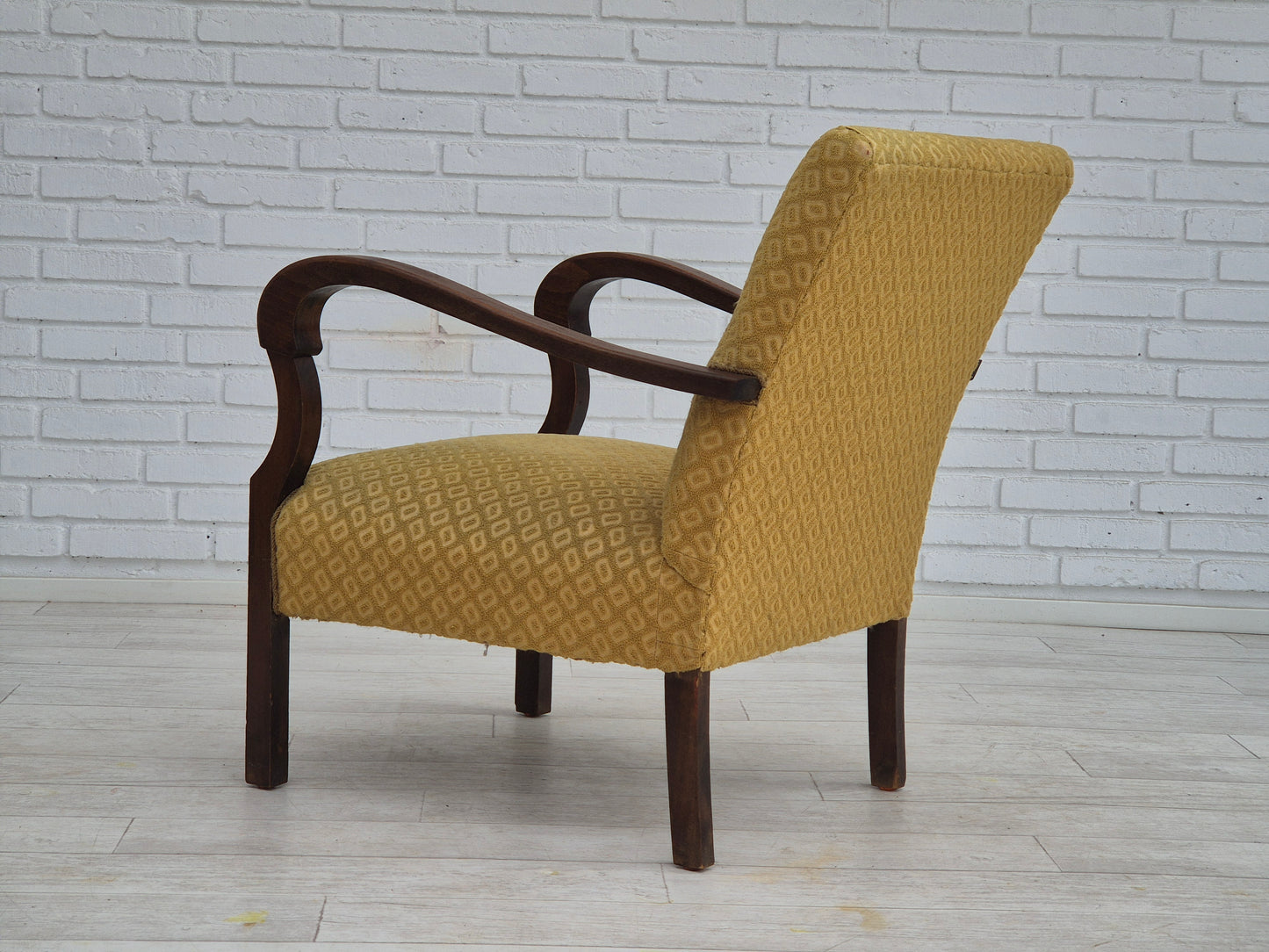 1950s, Danish design, armchair in original condition, furniture cotton/ wool fabric.