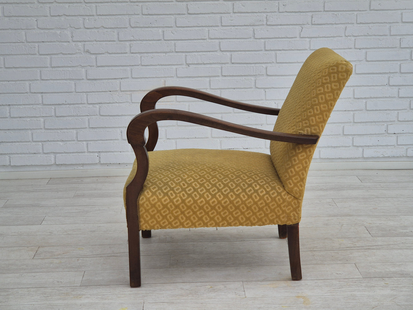 1950s, Danish design, armchair in original condition, furniture cotton/ wool fabric.