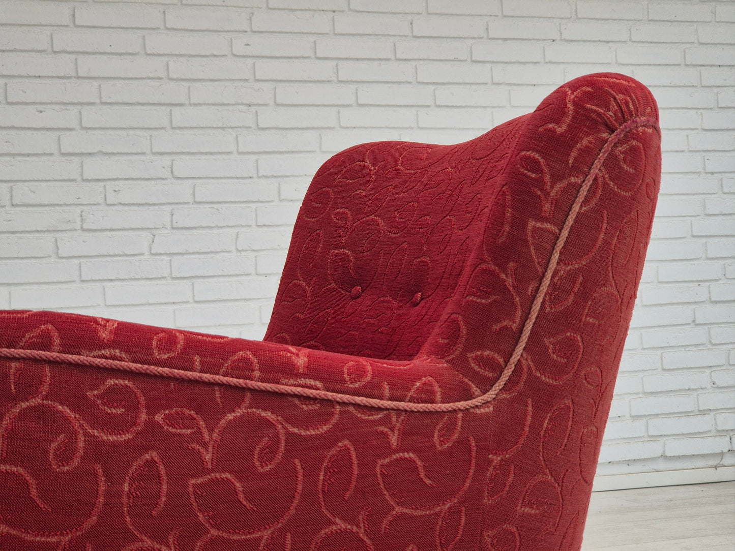 1960s, Danish relax armchair, original condition, red cotton/wool.