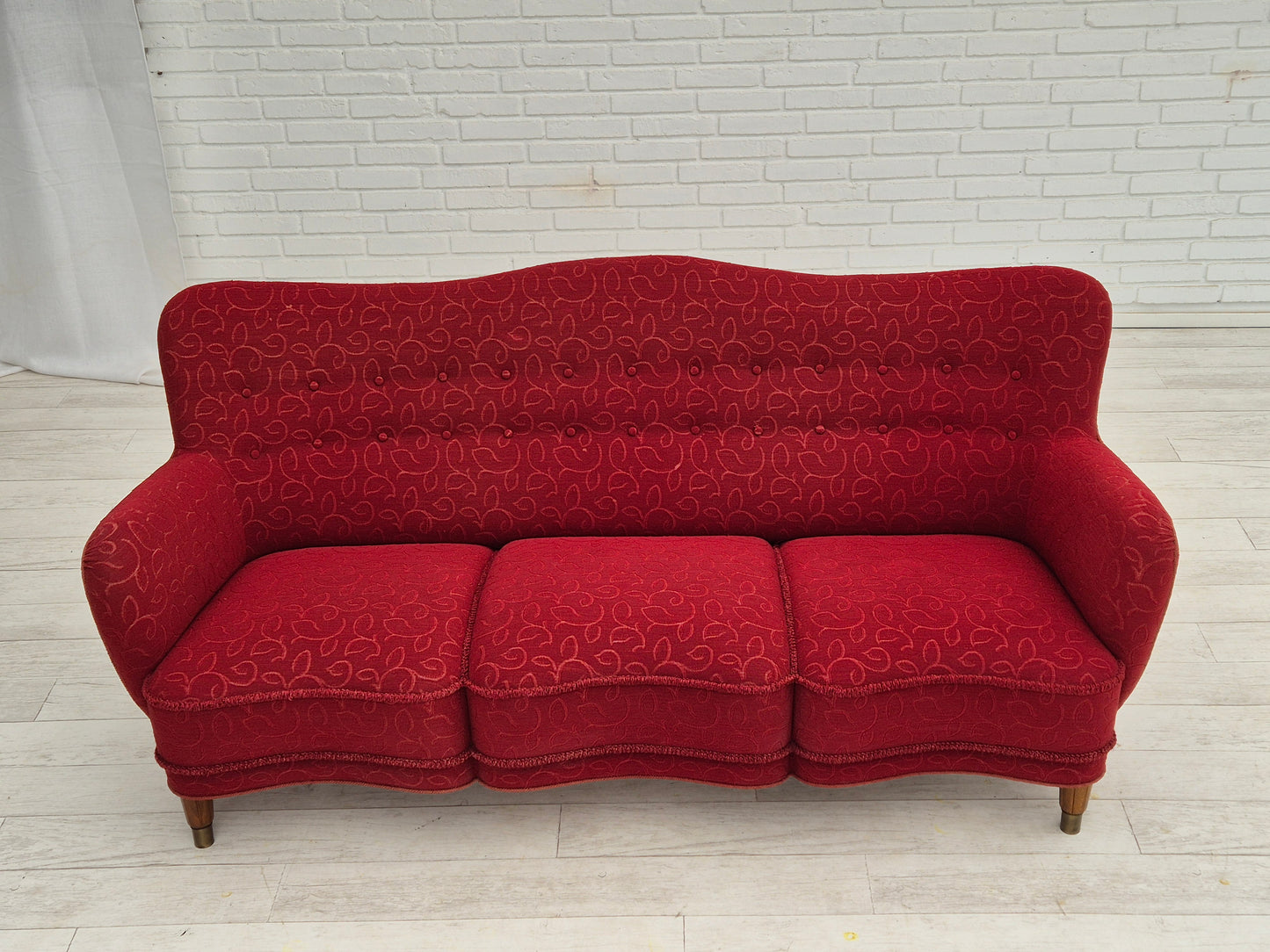 1960s, Danish 3 seater sofa, original condition, cotton-wool fabric.