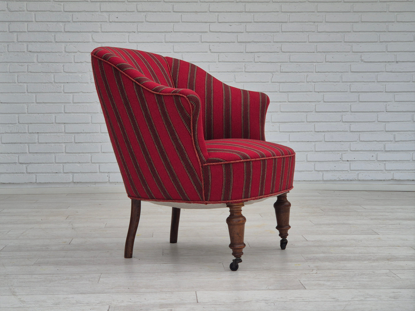 1950s, Danish lounge chair, original condition, red furniture wool.