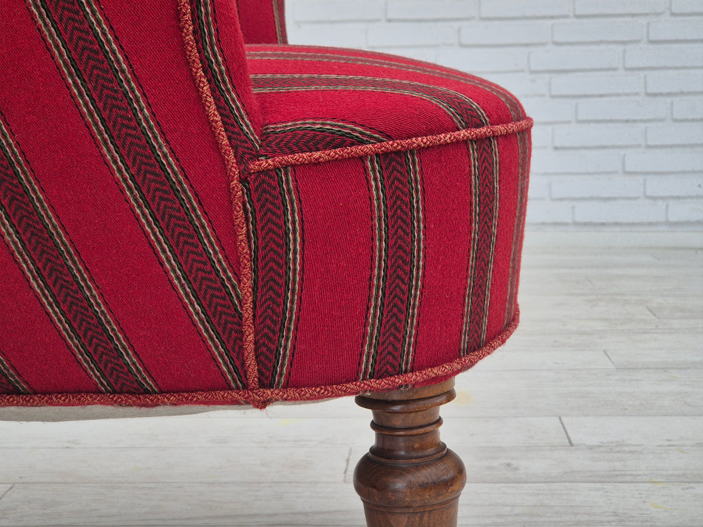 1950s, Danish lounge chair, original condition, red furniture wool.