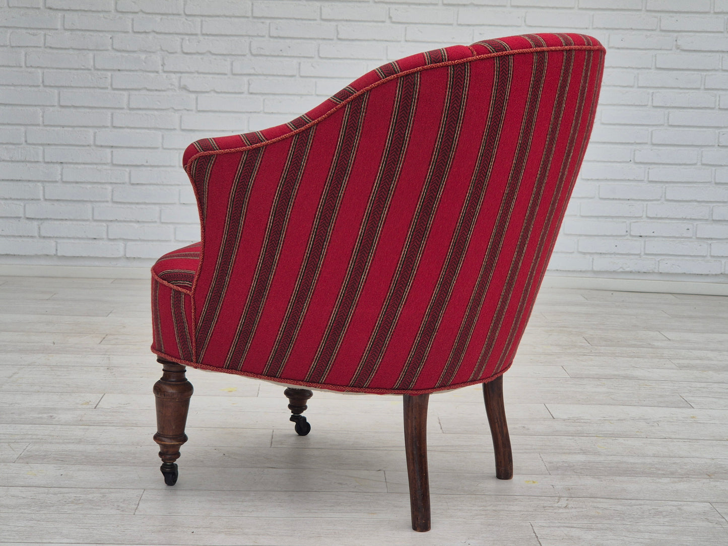 1950s, Danish lounge chair, original condition, red furniture wool.