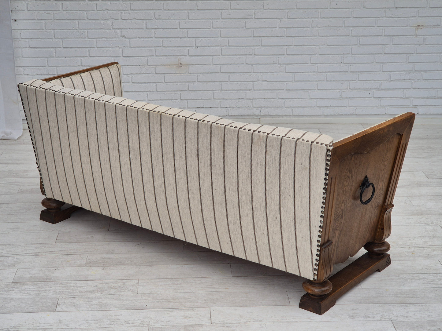 1950s, Danish 2 seater sofa in quality furniture wool, oak wood.