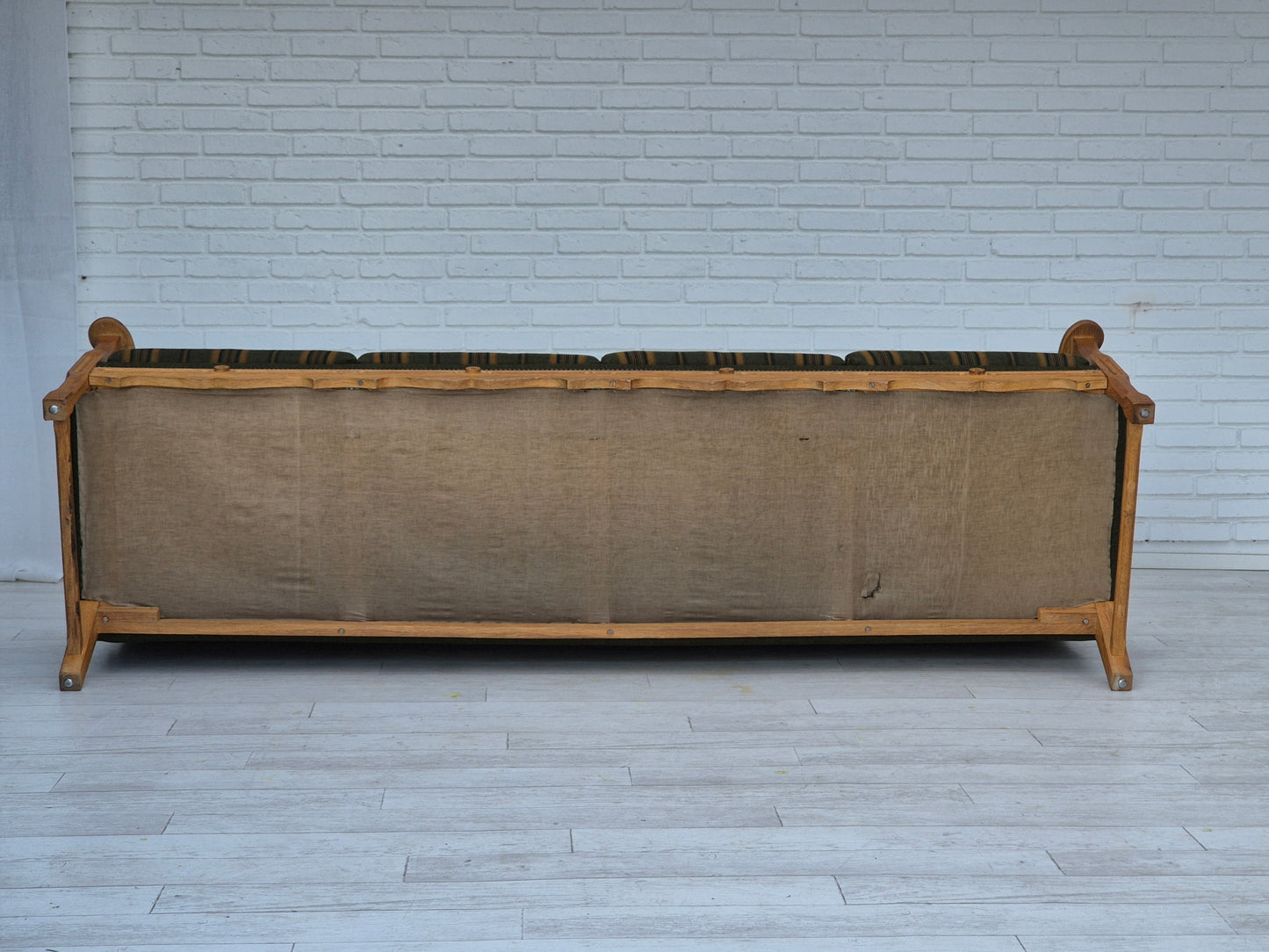 1970s, Danish 4 seater sofa, original very good condition, wool, oak wood.