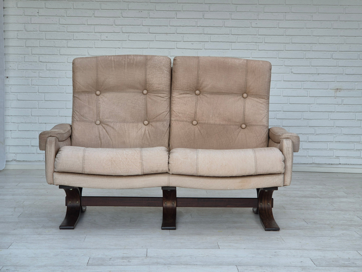 1970s, Scandinavian 2 seater sofa, original very good condition, leather.