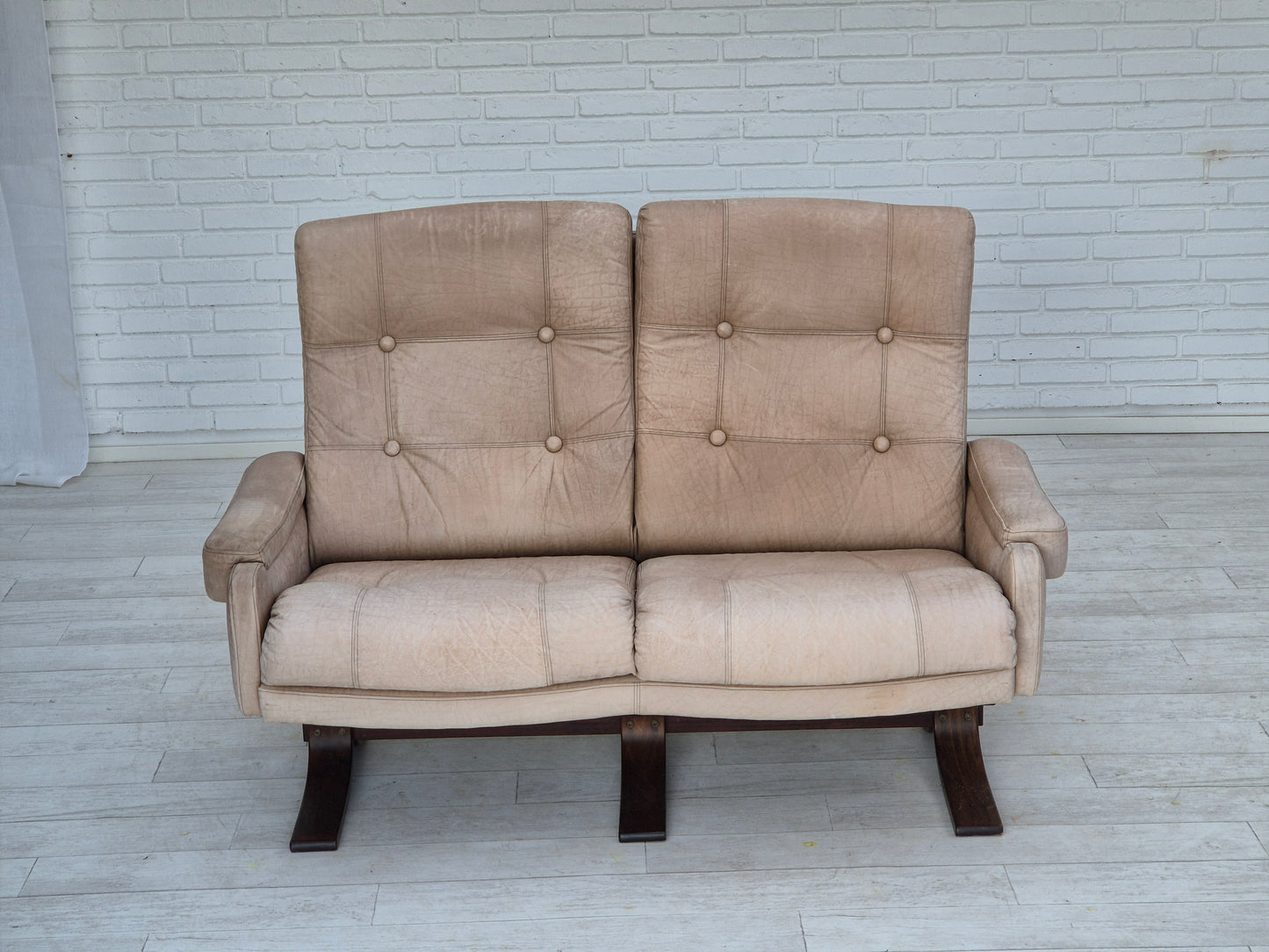 1970s, Scandinavian 2 seater sofa, original very good condition, leather.