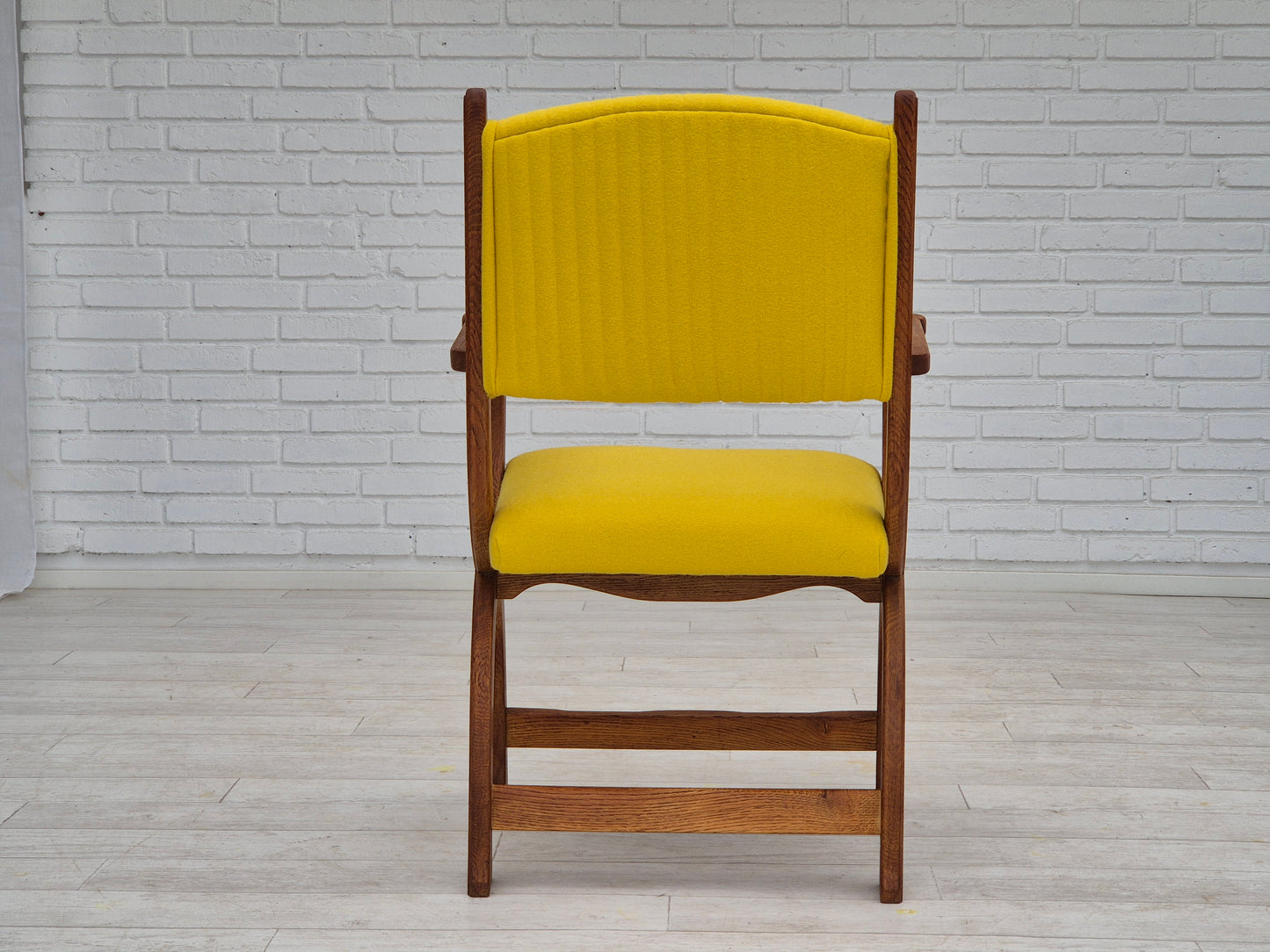 1950s, reupholstered Danish armchair, Gabriel furniture wool, oak wood.