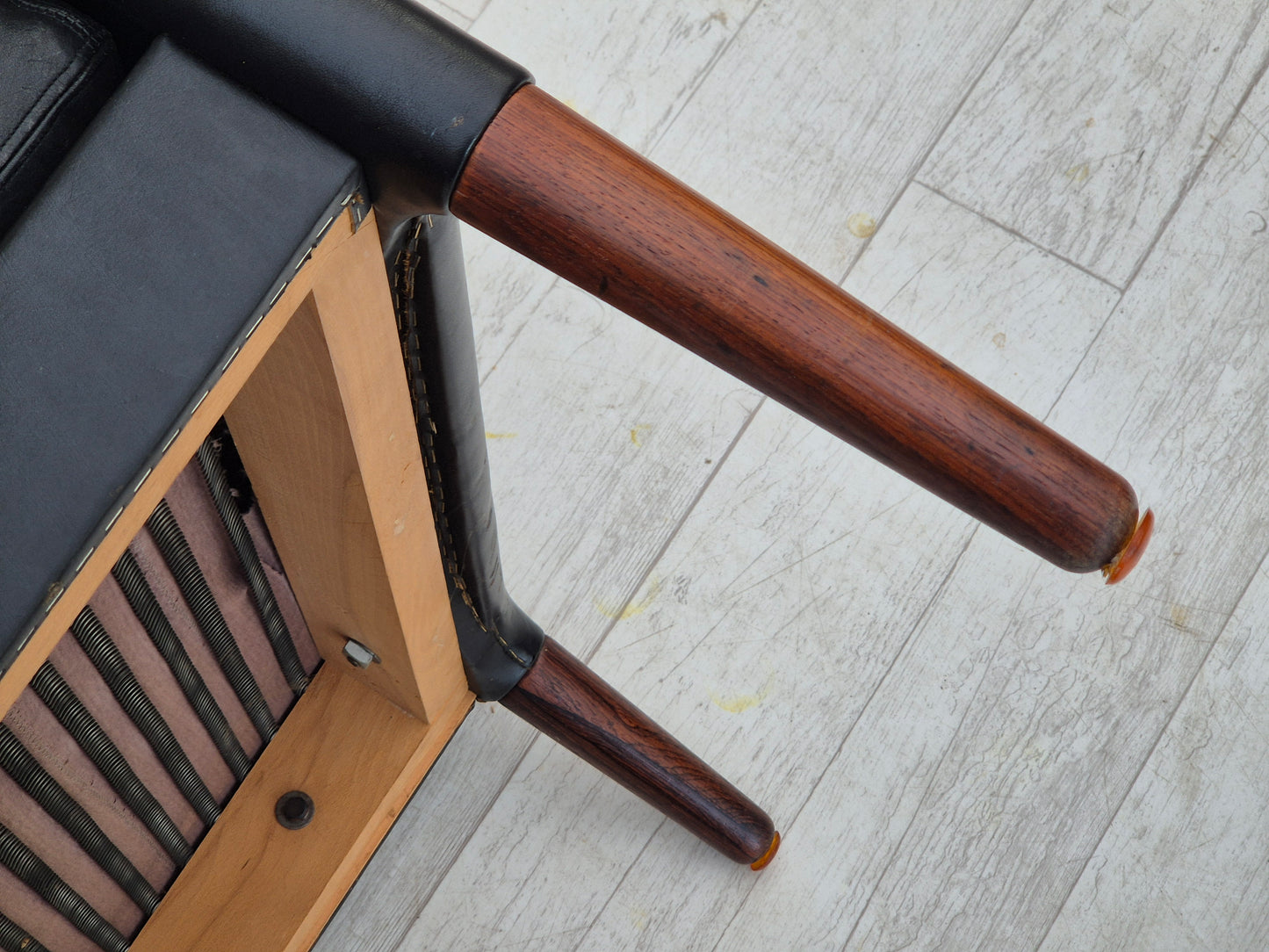 1960s, Danish design by Kurt Østervig, lounge chair model 55, leather, rosewood legs, original condition.