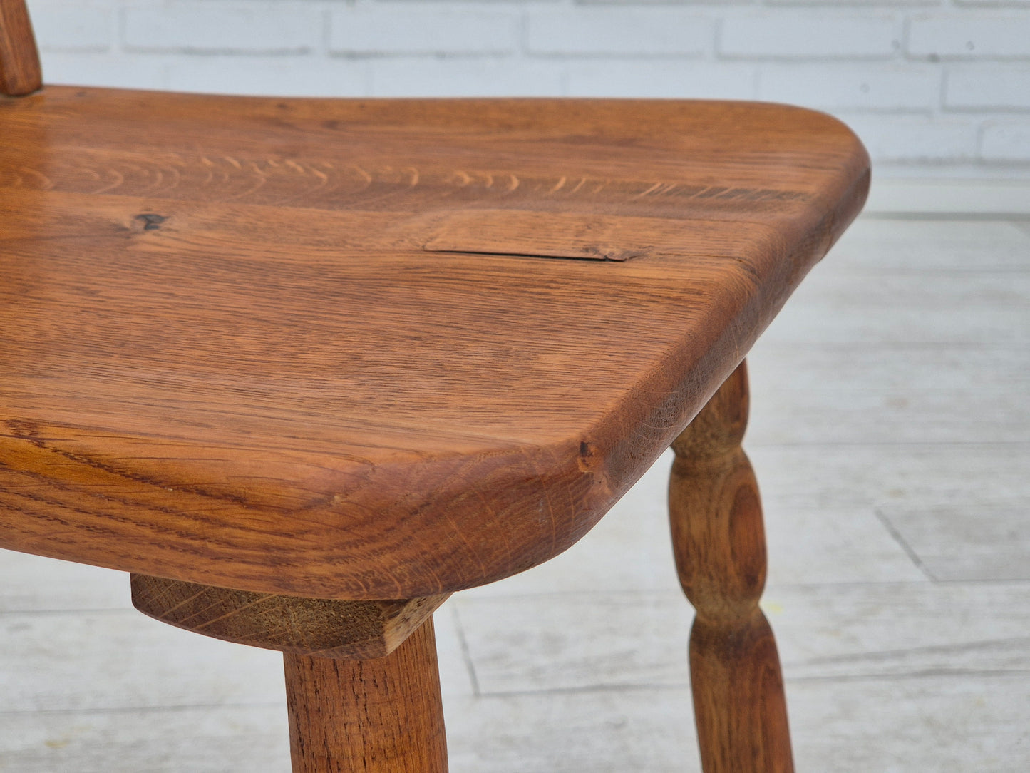 1960s, set of 4 scandinavian dining chairs in solid oak wood, original good condition.