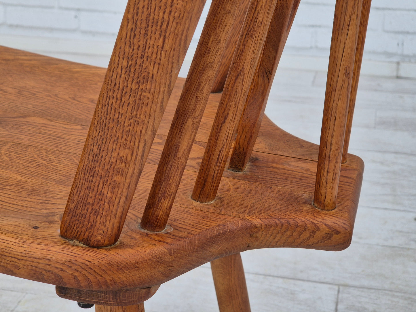 1960s, set of 4 scandinavian dining chairs in solid oak wood, original good condition.