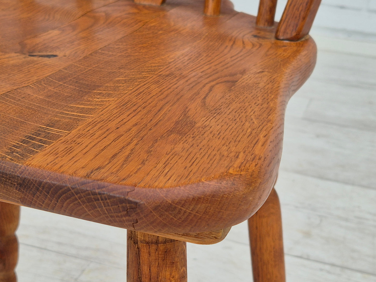 1960s, set of 4 scandinavian dining chairs in solid oak wood, original good condition.