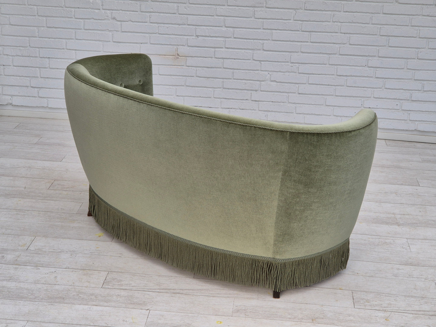 1970s, Danish 2 seater "Banana" sofa, original condition, furniture velour, beech wood.