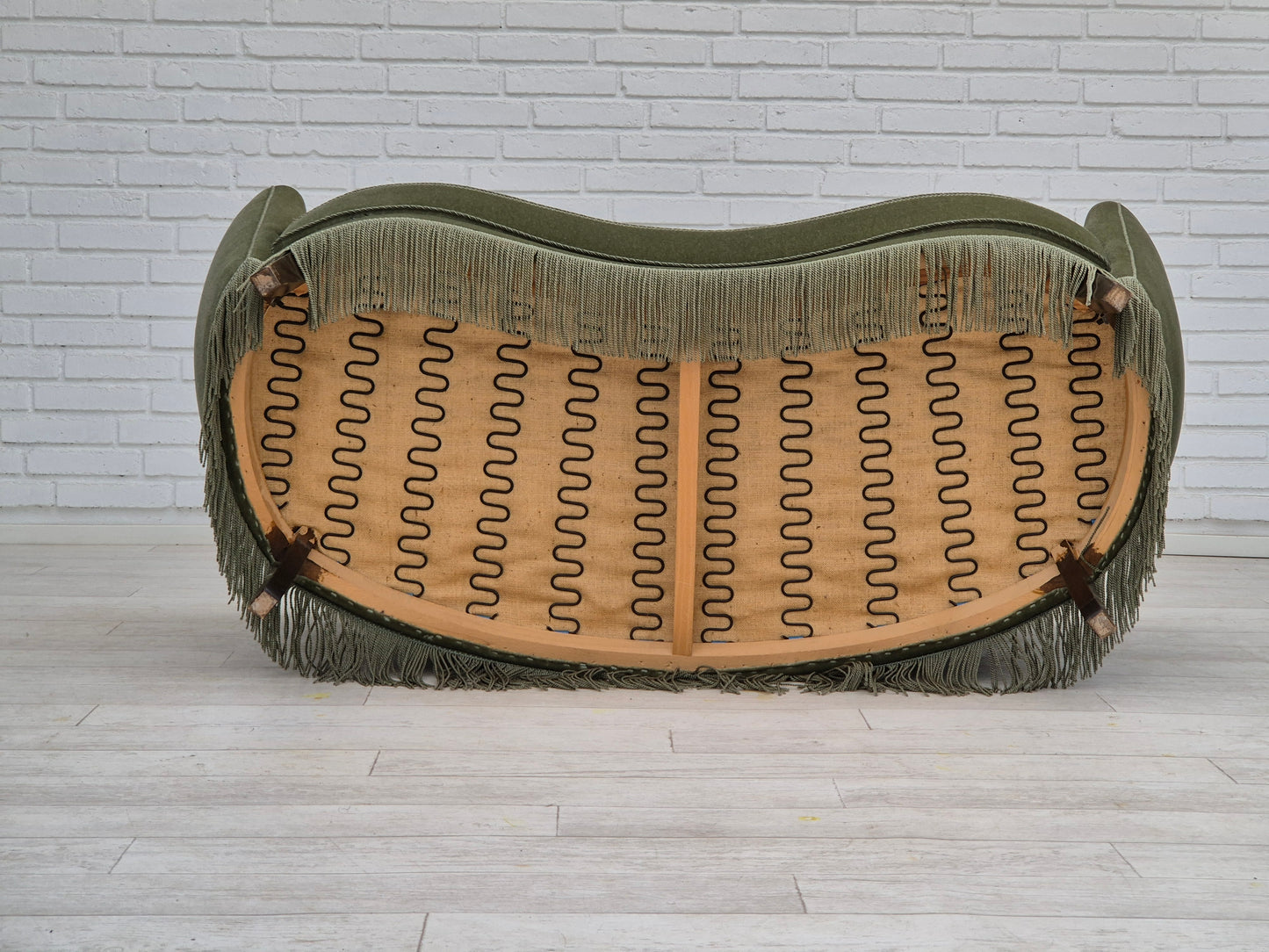 1970s, Danish 2 seater "Banana" sofa, original condition, furniture velour, beech wood.