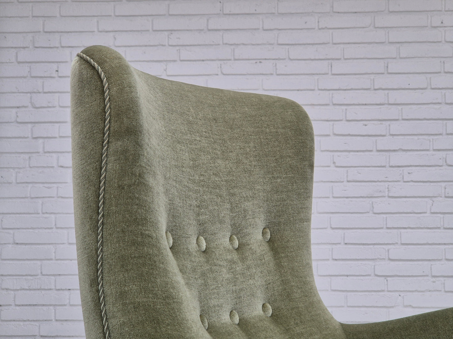 1970s, Danish armchair, velour, beech wood, original excellent condition.