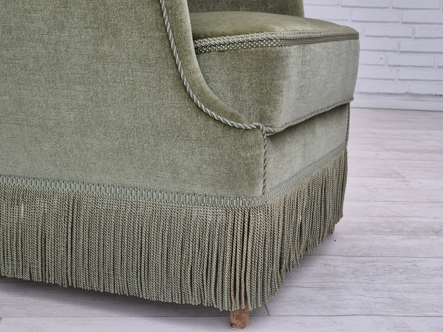 1970s, Danish armchair, velour, beech wood, original excellent condition.