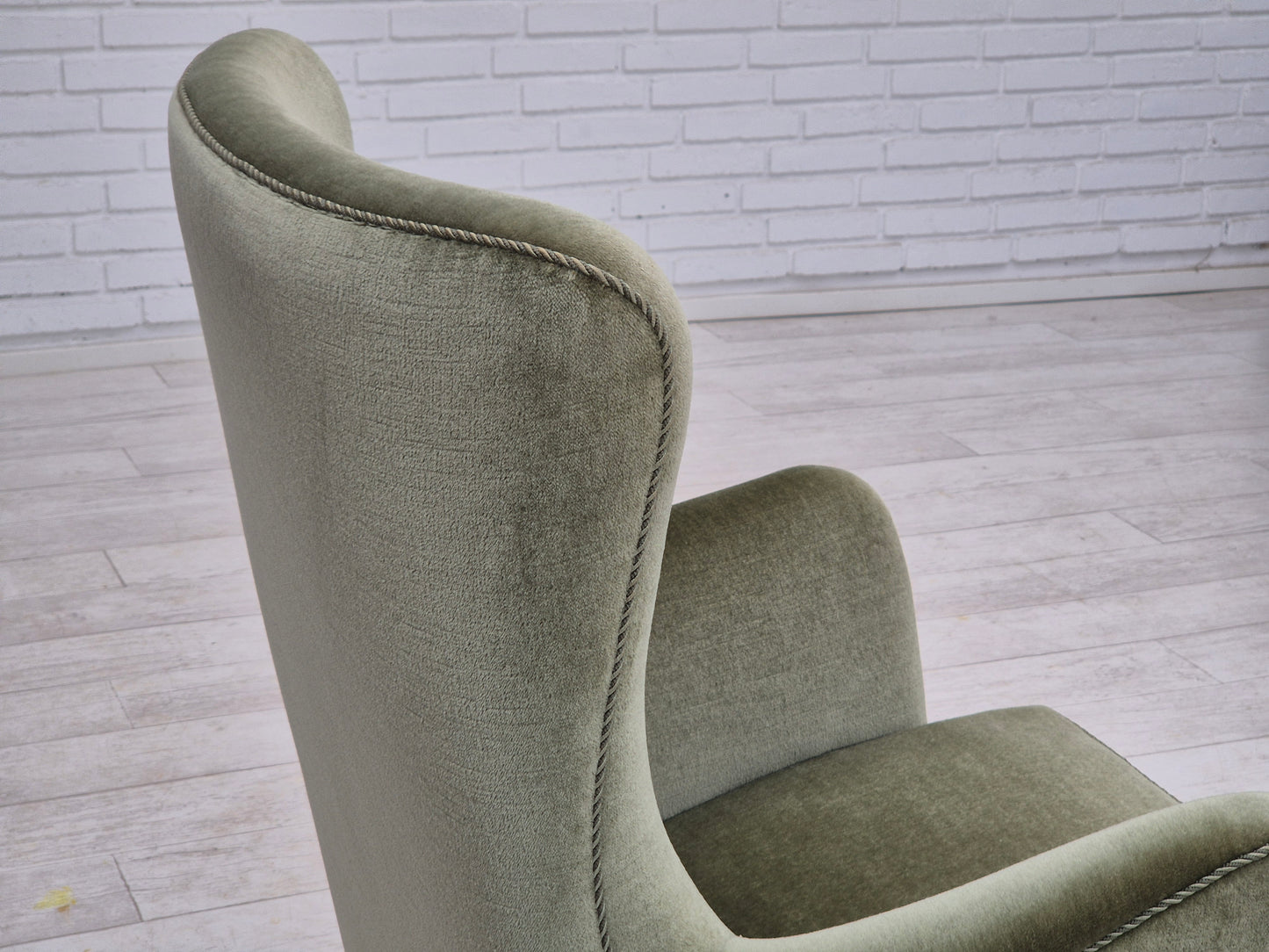 1970s, Danish armchair, velour, beech wood, original excellent condition.