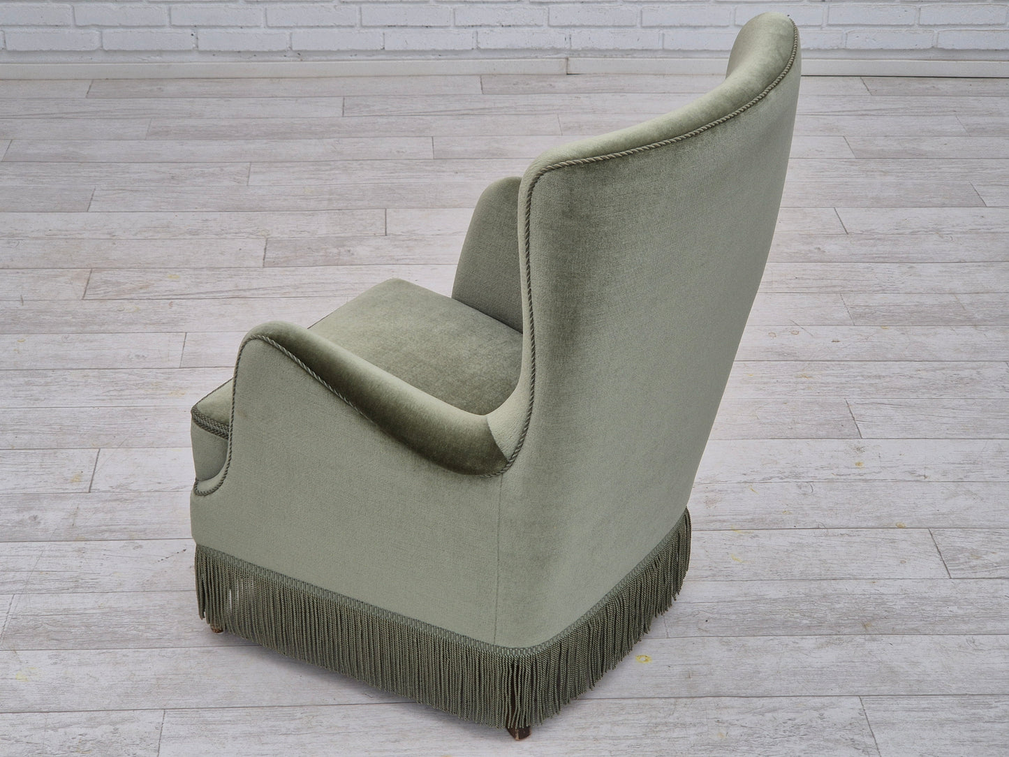 1970s, Danish armchair, velour, beech wood, original excellent condition.