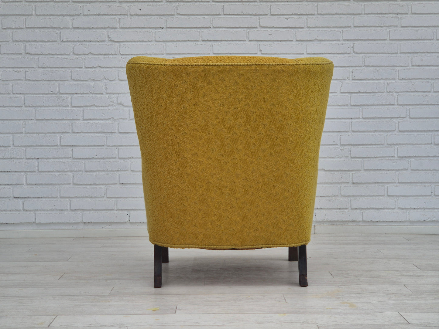 1950s, Danish vintage chair, light green cotton/wool fabric, beech wood.