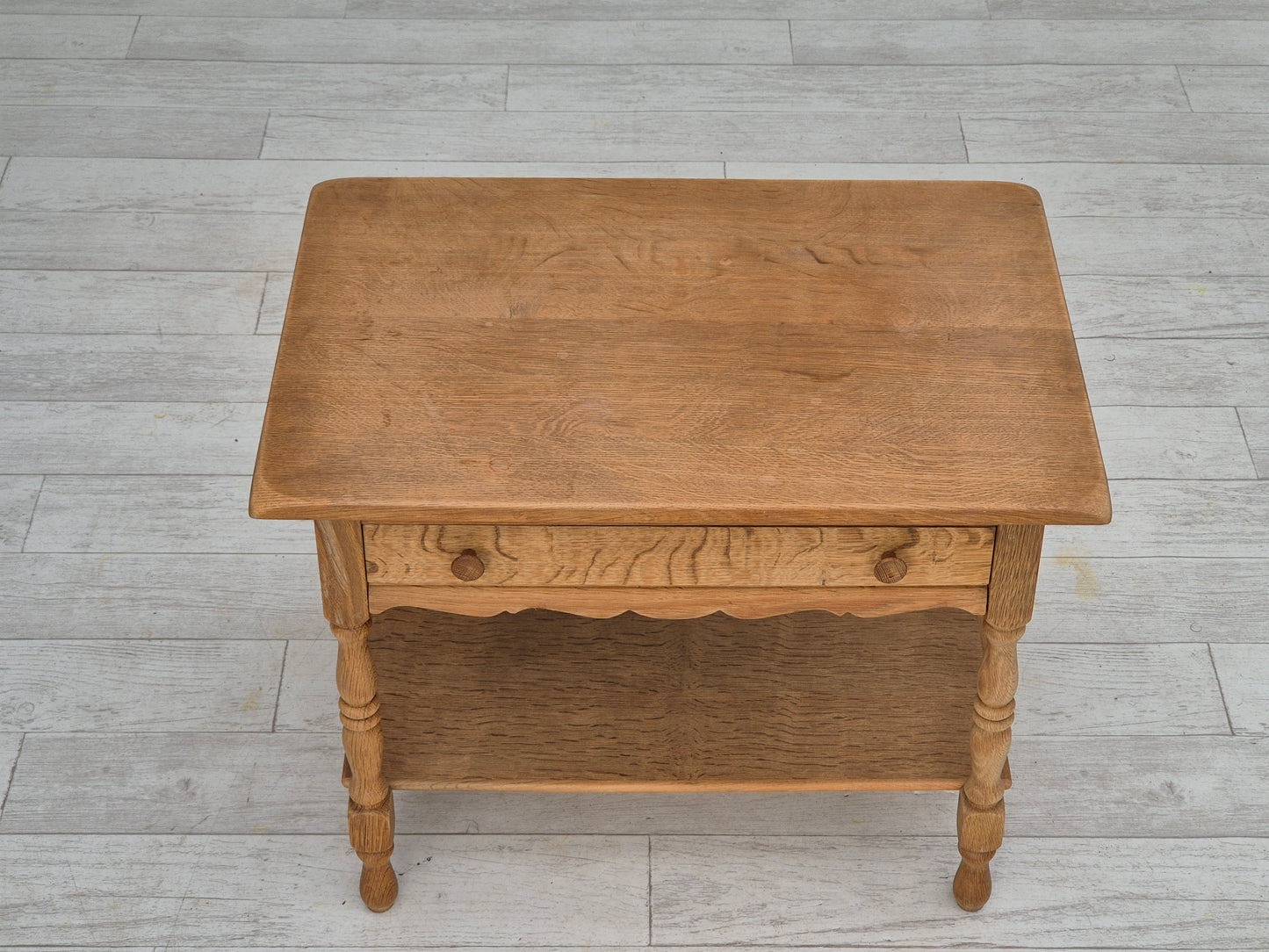 1970s, Danish sewing chest of drawers, solid oak wood, rattan.