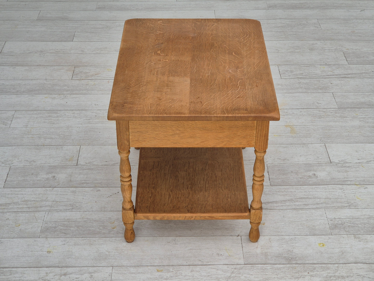 1970s, Danish sewing chest of drawers, solid oak wood, rattan.