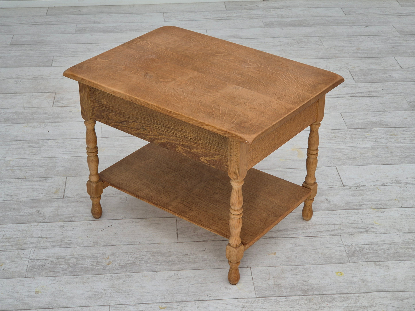 1970s, Danish sewing chest of drawers, solid oak wood, rattan.