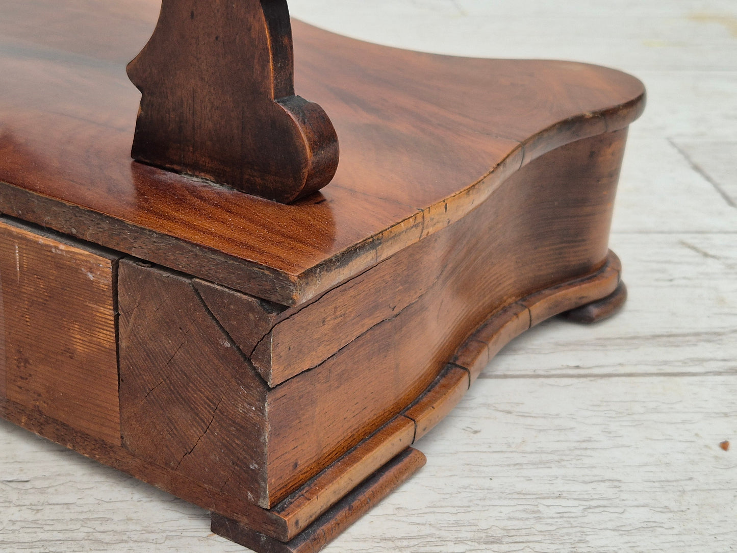 1920s, Danish vintage makeup mirror with jewelry storage, cherry wood.