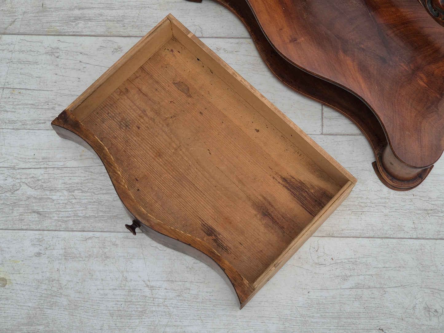 1920s, Danish vintage makeup mirror with jewelry storage, cherry wood.