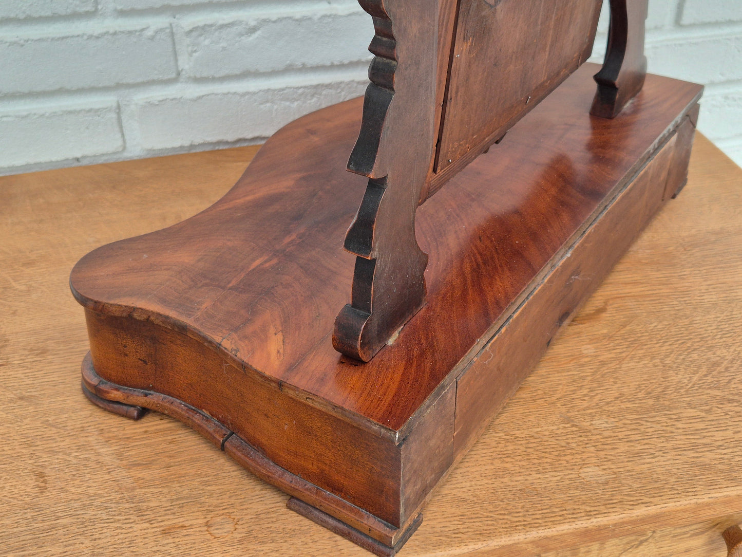 1920s, Danish vintage makeup mirror with jewelry storage, cherry wood.