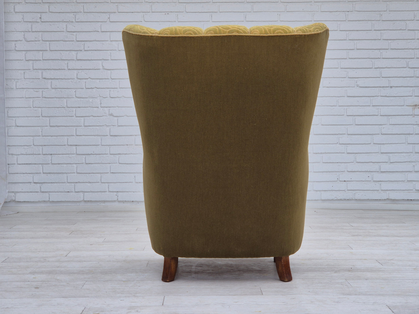 1960s, Danish highback armchair, original condition, cotton/wool.