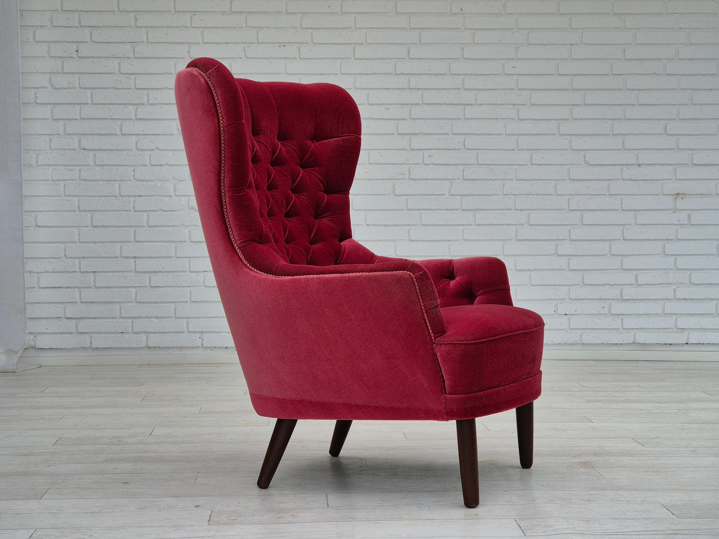 1960s, Scandinavian highback armchair, original condition, velour.