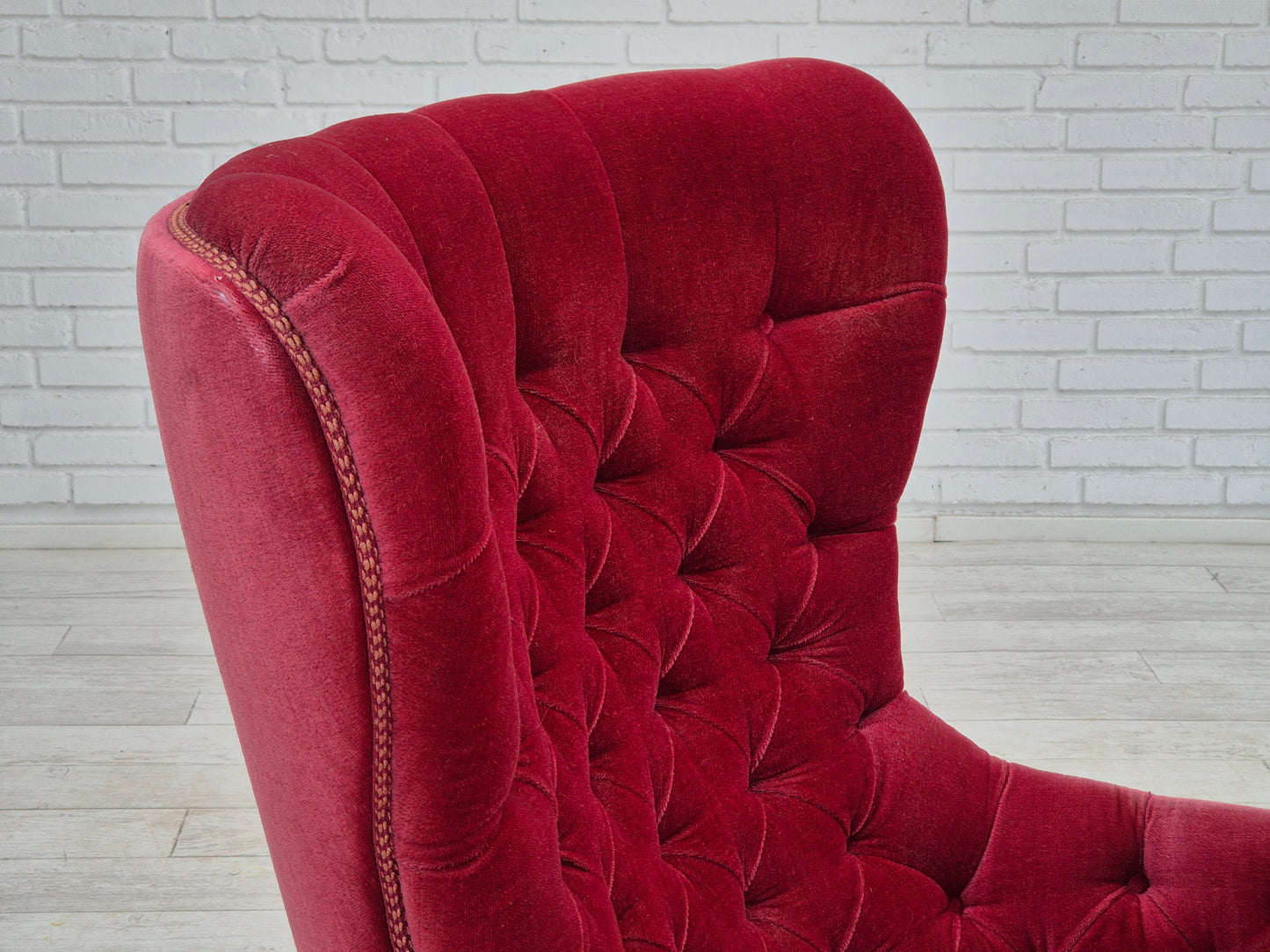 1960s, Scandinavian highback armchair, original condition, velour.