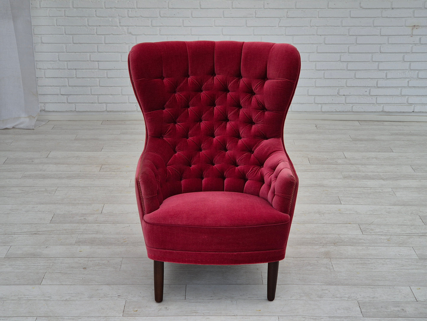 1960s, Scandinavian highback armchair, original condition, velour.