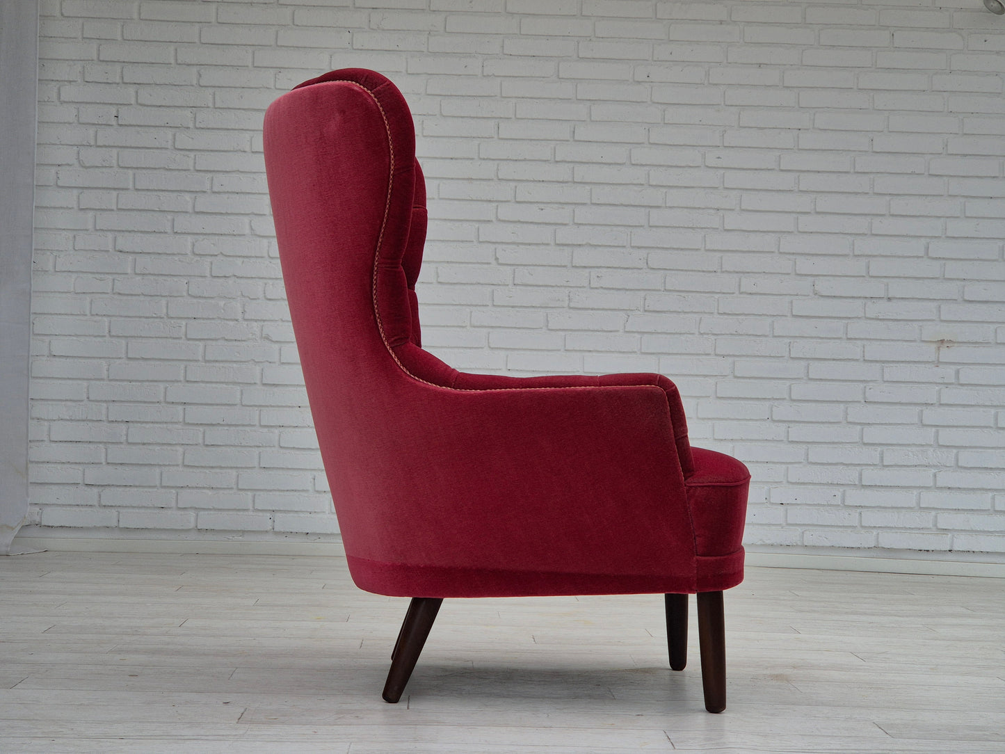 1960s, Scandinavian highback armchair, original condition, velour.