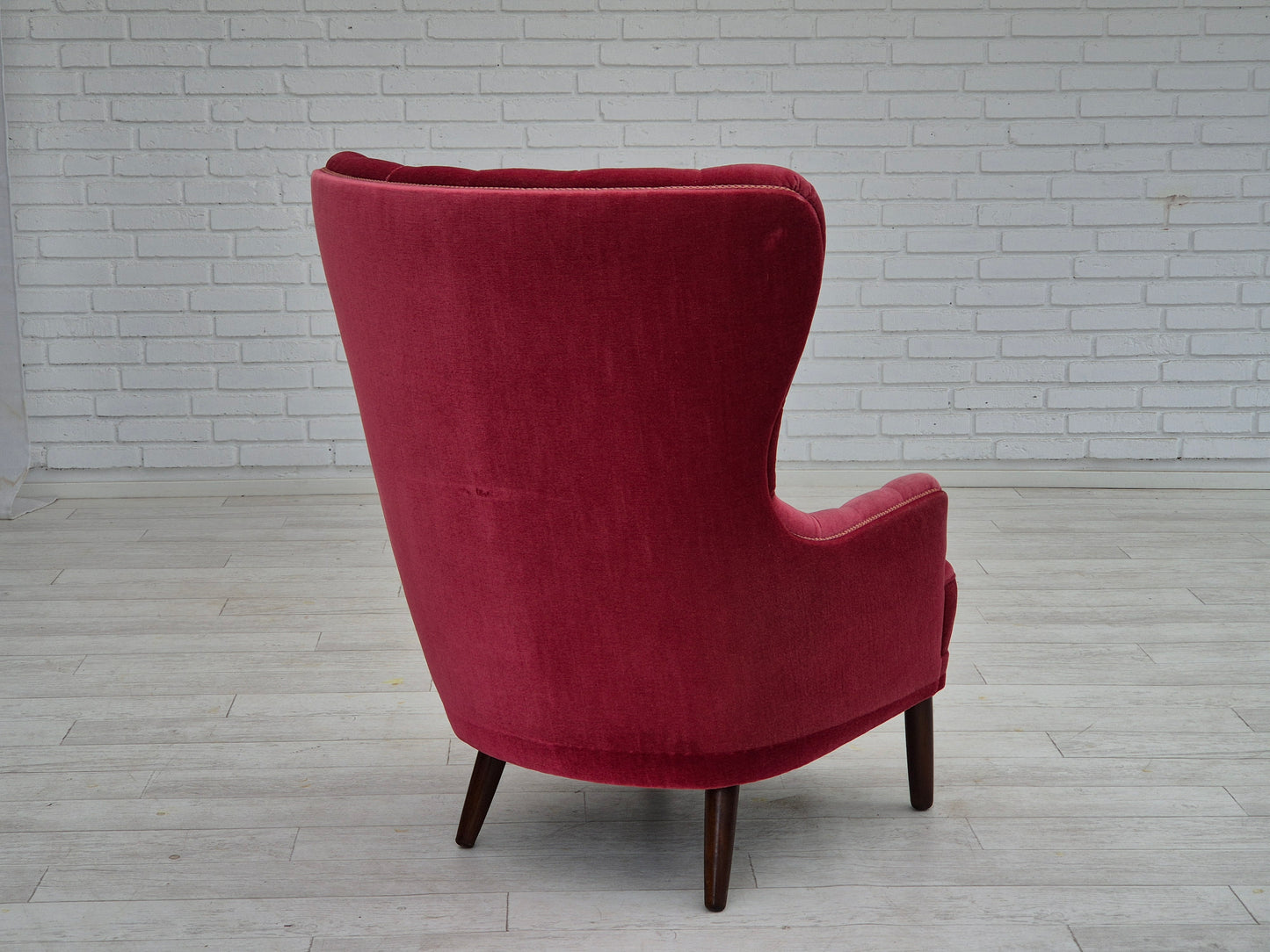 1960s, Scandinavian highback armchair, original condition, velour.