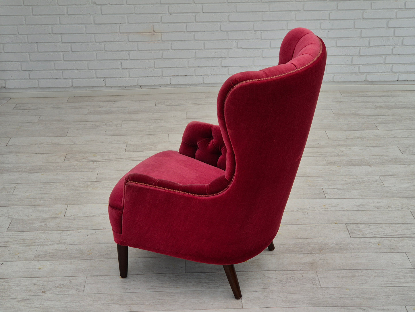 1960s, Scandinavian highback armchair, original condition, velour.